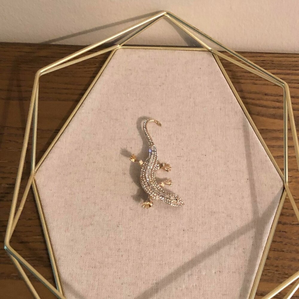 Vintage Crystal Lizard Brooch